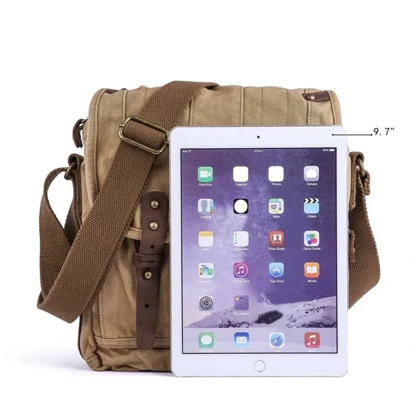 Gootium Canvas Crossbody Satchel Tan Messenger Bag Unisex